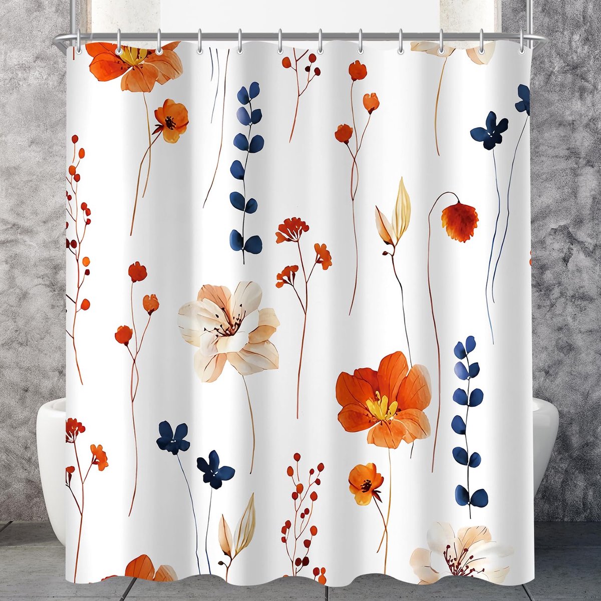 Ibenzoa® Dekoratief Douchegordijn met Bloemenpatroon en Waterafstotende Functie voor Badkamercomfort