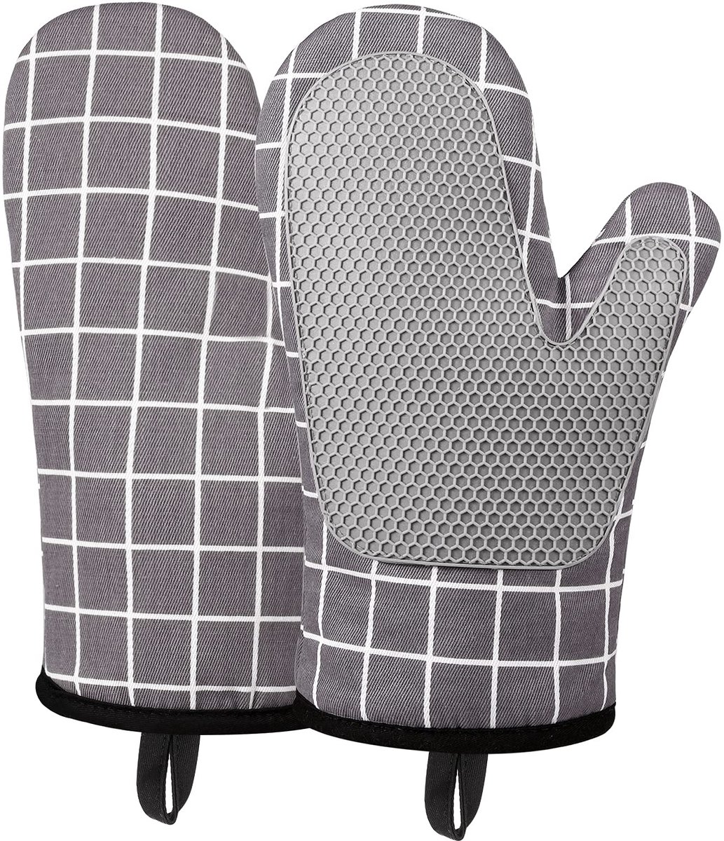Ibenzoa® Hittebestendige Ovenwanten van Siliconen en Katoen met Anti-Slip Grip voor Keuken en Grill