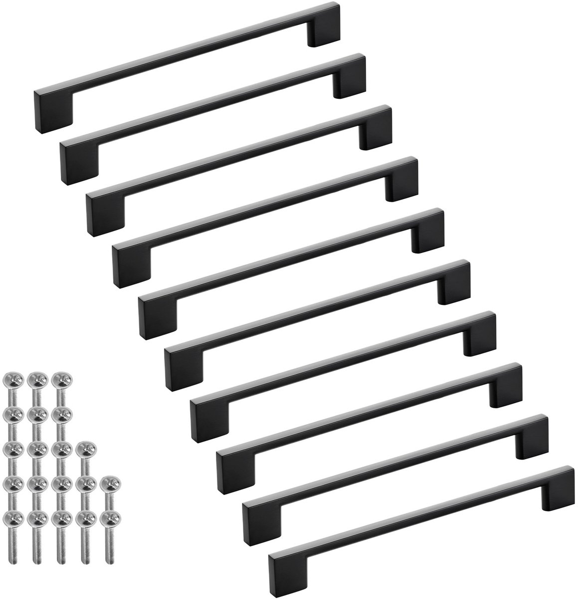 SOTECH 10 stuks meubelgrepen BLACKLINE XII BA 192 mm zwart mat aluminium (lengte 224 mm, breedte 9 mm, hoogte 28 mm) vitrinekastgrepen