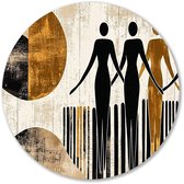 abstracte silhouetten met patronen - silhouet wandcirkel - Wandobject rond figuren - abstract - Schilderij aluminium - Schilderijen klassieke stijl - muurcirkel aluminium 80x80 cm