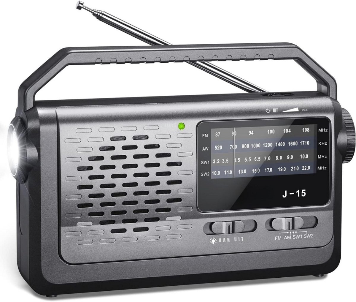 GTB® Transistor Radio Op Batterijen - Transistor Radio - Transistor Radio met Netvoeding - Metallic - 24cm x 5cm x 16cm