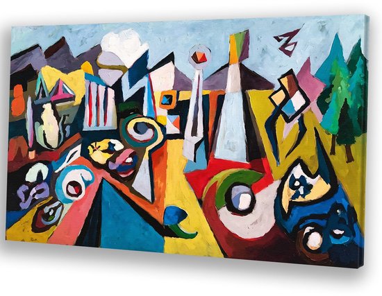 Formes et symboles abstraits colorés - Peintures sur toile abstraites - Formes d'art mural - Cubisme - Peintures modernes - Décoration murale de chambre - toile 60x40 cm
