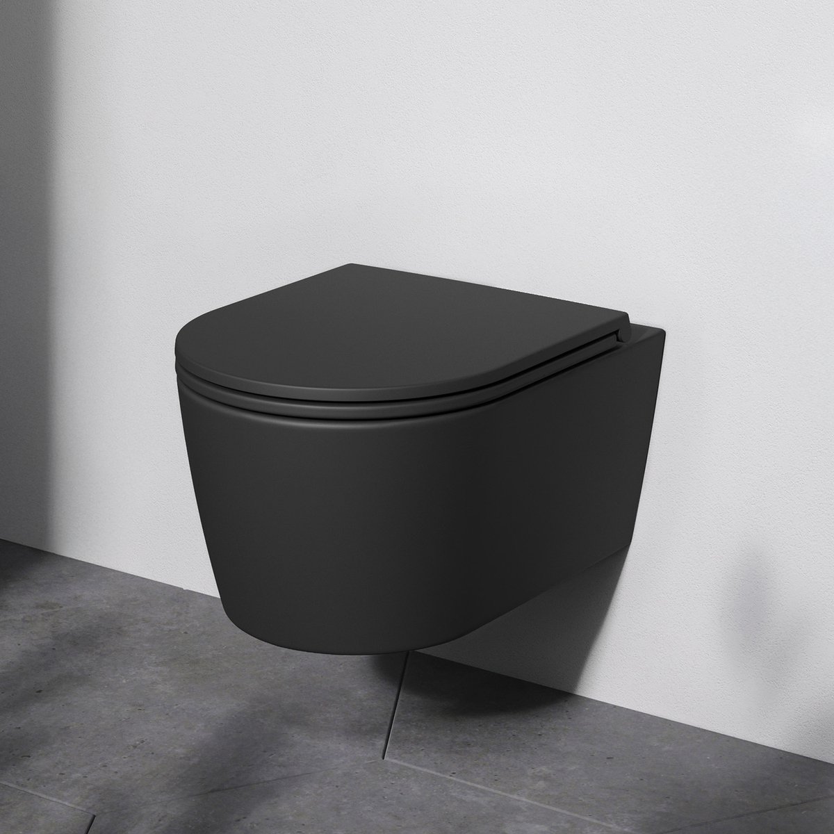 AM.PM Func - Hangtoilet - Softclose Toiletbril - Randloos diepspoel - Mat Zwart - WC Pot
