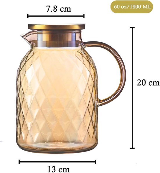 SilverChry Glazen sapbeker, 1 liter, groot bierglas met handvat, ideaal voor koude dranken