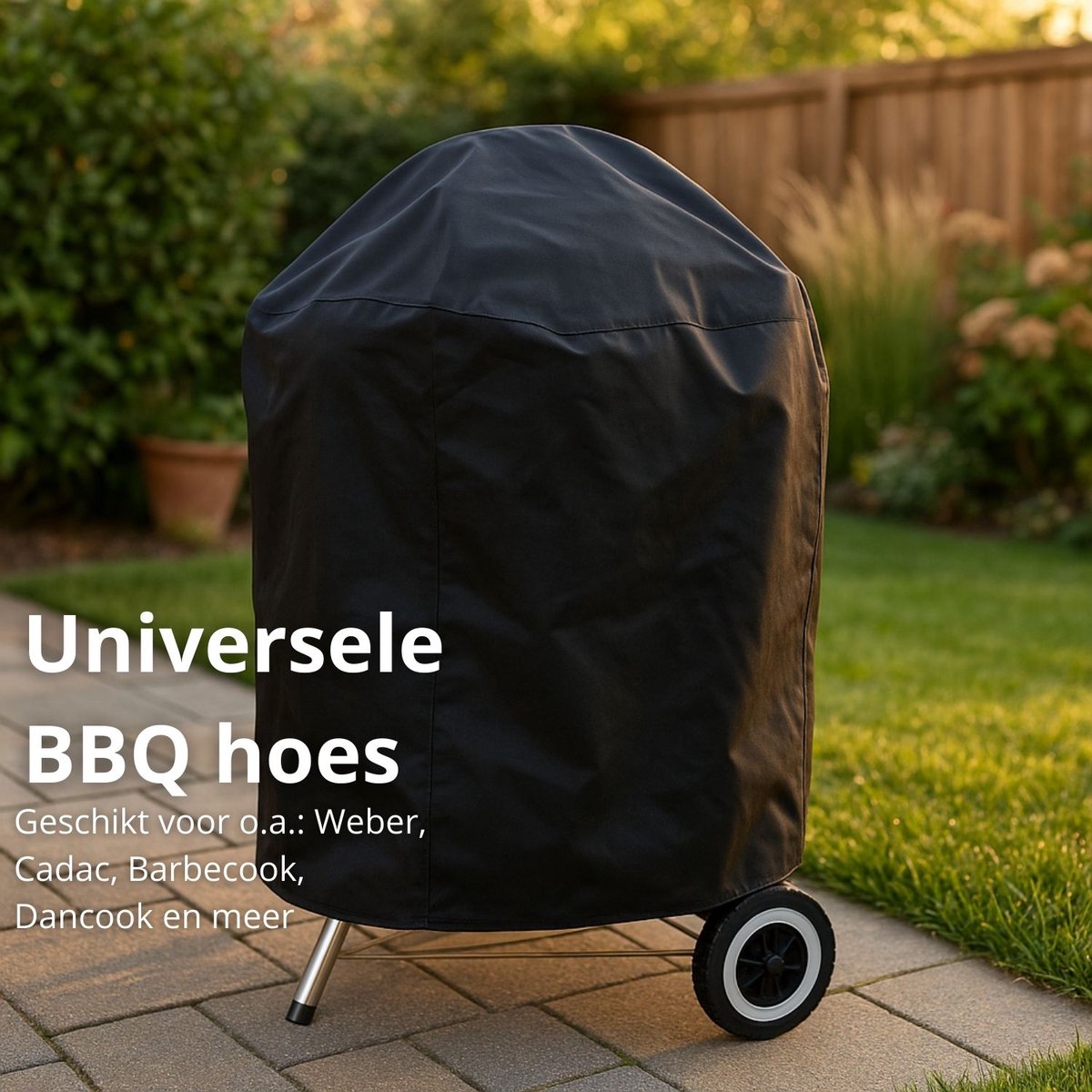 Maxxcovers Universele Barbecue Hoes Rond - ø 57cm - Berschermhoes voor Weber en Cadac BBQ - Waterdicht met Trekkoord - BBQ Accessoires - Zwart – foto 4