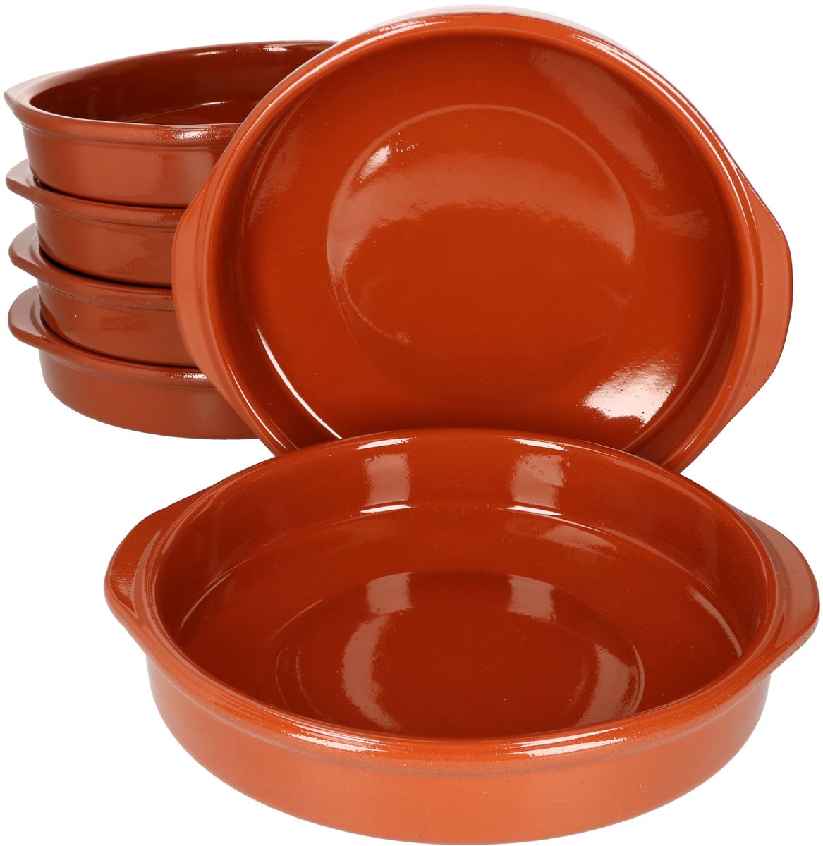Set van 6 Cazuela kleikommen Bernd met handgrepen 25,5cm XXL - 99503