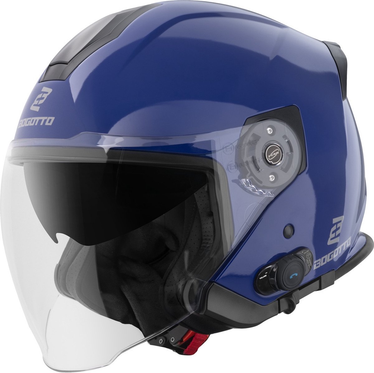 Bogotto H586 BT Solid Blauw Bluetooth Jethelm - Maat L - Helm
