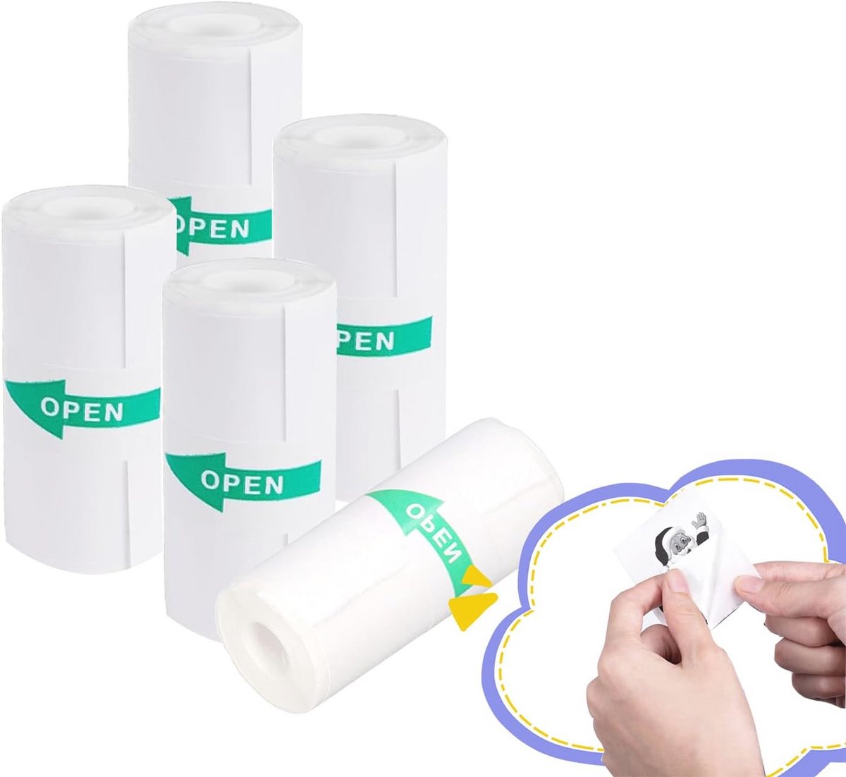Mini Pocket Printer Sticker Papier - 5 Rollen Zelfklevend Thermisch Papier 57x25mm