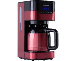 Klarstein Koffiemachine Arabica koffiezetapparaat - Filter - Met thermoskan - Voor gemalen koffie - Met EasyTouch Control - Watertank 1,2 liter - 12 kopjes - Rood - voor Keuken - RVS - Display - Coffee Machine - Koffieautomaat