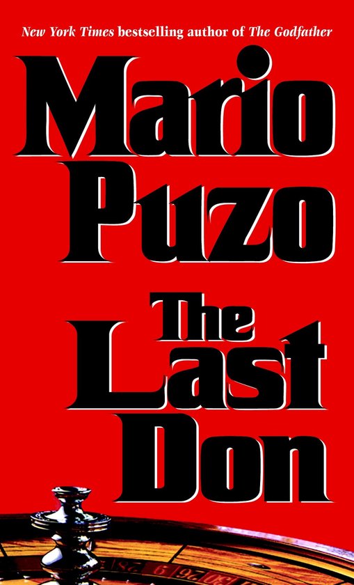 Livre "The Last Don" de Mario Puzo sur fond rouge avec une roue de roulette.