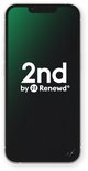 iPhone met zwart scherm met het logo '2nd by Renewd'.
