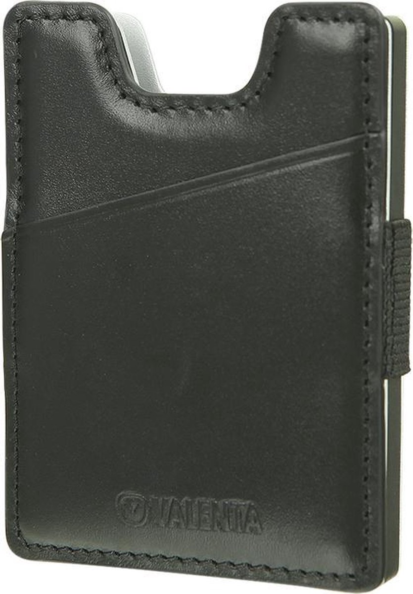 Pasjeshouder Aluminum - Briefgeld houder - elastieken geldband - 6 tot 8 pasjes - RFID - Zwart