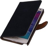 Washed Leer Bookstyle Wallet Case Hoesjes voor Galaxy Note 3 Neo Donker Blauw