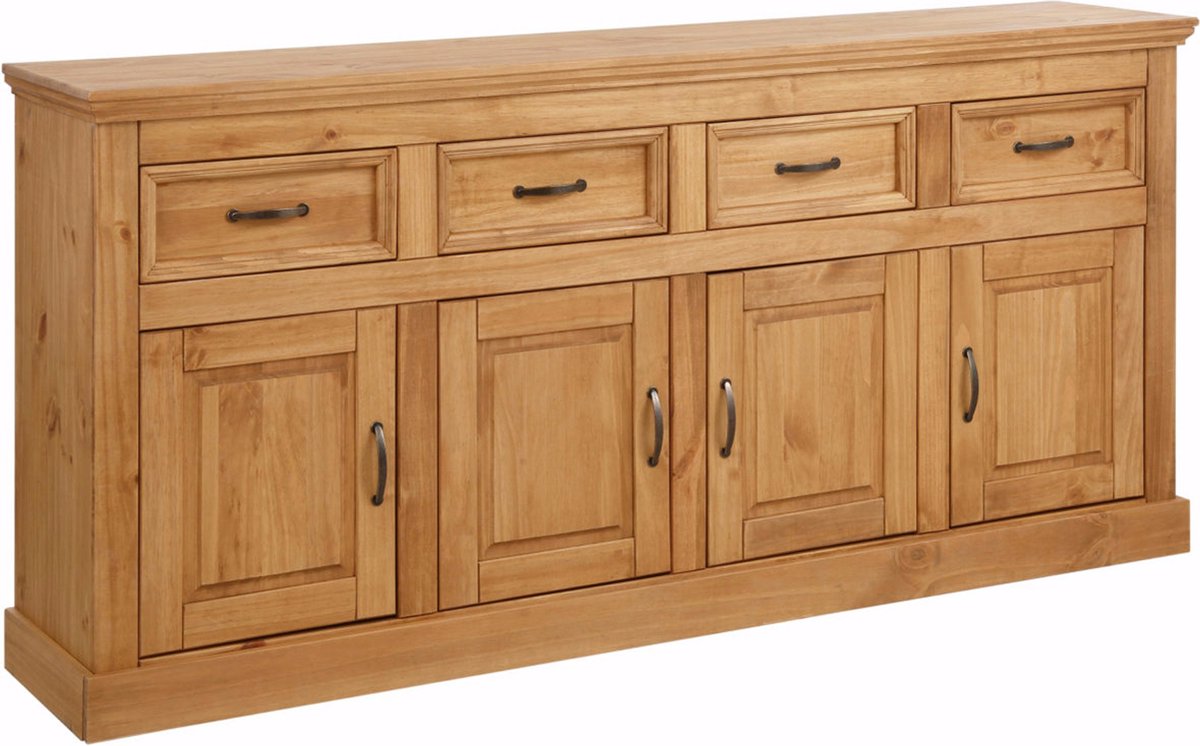 Notio Living Selma Dressoir met 4 Deuren en 4 Lades - Massief Grenenhout - 192 cm Bruin