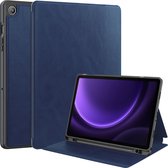 Case2go - Étui pour tablette adapté à Samsung Galaxy Tab S9/S9 FE (2023) - Étui portefeuille Business - Fonction veille/ Sleep automatique - Blauw foncé