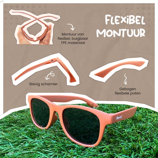 Maesy - kinderzonnebril Lino - 3-6 jaar - flexibel buigbaar - gepolariseerde UV400 bescherming - peuters en kleuters - jongens en meisjes - kinder zonnebril vierkant - beige ecru van Maesy — afbeelding 4