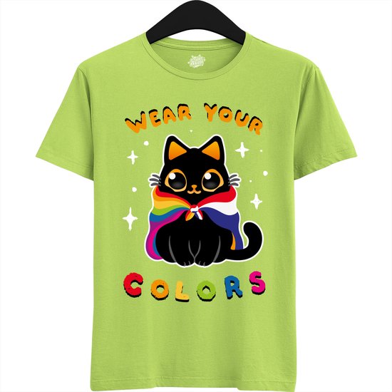 Dutch Pride Kitty - Volwassen Unisex Pride Flags LGBTQ+ T-Shirt - Gay - Lesbian - Trans - Bisexual - Asexual - Pansexual - Agender - Nonbinary - T-Shirt - Unisex - Appel Groen - Maat 4XL