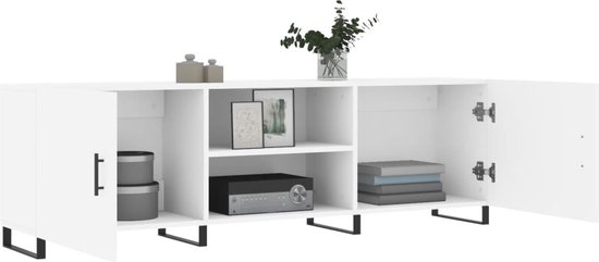 vidaXL Meuble TV 150x30x50 cm Bois fini Blanc - Meuble TV - Meuble TV - Meuble TV - Meuble de rangement