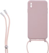 LuxeBass Siliconen hoesje met koord geschikt voor Apple iPhone X - Licht Roze - telefoonhoes - gsm hoes - telefoonhoesje