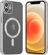 Coverzs telefoonhoesje geschikt voor Apple iPhone 12 Magneet hoesje met camera cover - magnetisch hoesje - zilver
