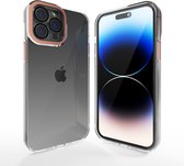 Coverzs telefoonhoesje geschikt voor Apple iPhone 14 Pro hoesje - camera cover - doorzichtig hoesje met opstaande rand rondom camera - optimale bescherming - roze