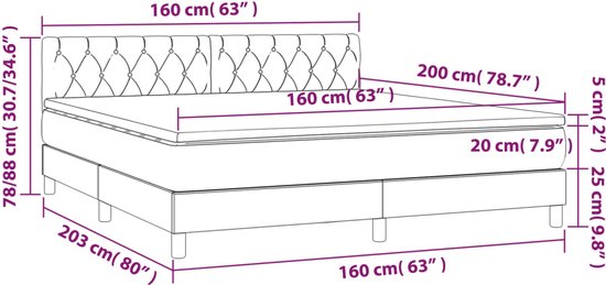 vidaXL-Boxspring-avec-matelas-tissu-noir-160x200-cm