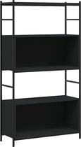vidaXL - Boekenrek - 80x30x145,5 - cm - bewerkt - hout - en - ijzer - zwart