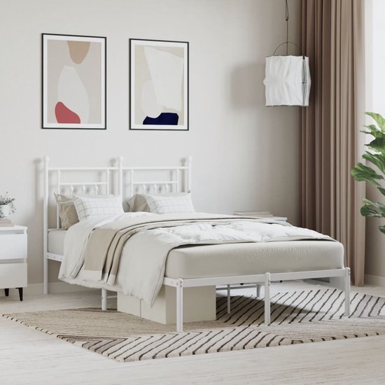 vidaXL Cadre de lit avec tête de lit Métal Blanc 120x190 cm | bol
