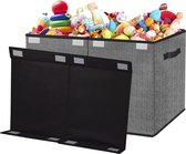 Speelgoedkist met deksel, opbergdoos, kinderspeelgoedkist, kinderkamer, speelgoedopbergkist met handvatten, vouwdoos voor kleding, boeken, kledingkast (zwart-witte strepen)