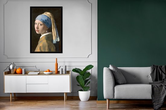 Cadre photo avec affiche - Fille à la boucle d'oreille en perle - Peinture de Johannes Vermeer - 80x120 cm - Cadre pour affiche