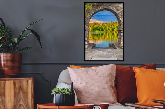 Fotolijst incl. Poster - Bomen - Bos - Water - Doorkijk - 40x60 cm - Posterlijst
