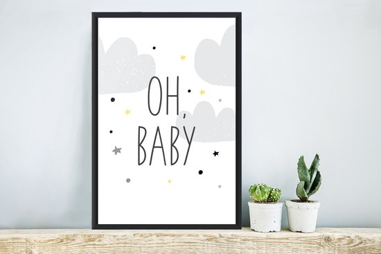 Illustration avec la citation Oh bébé étoiles et nuages 40x60 cm