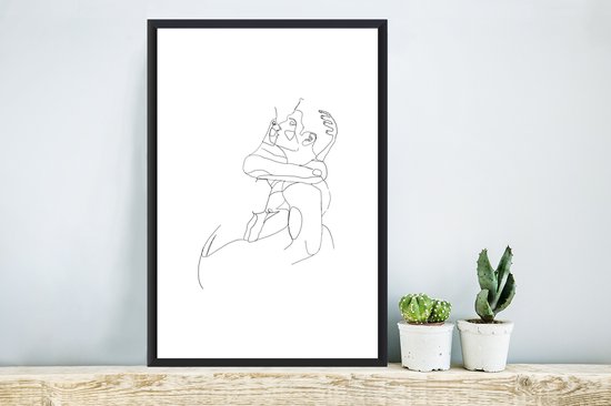Fotolijst incl. Poster - Line art - Liefde - Passie - 40x60 cm - Posterlijst