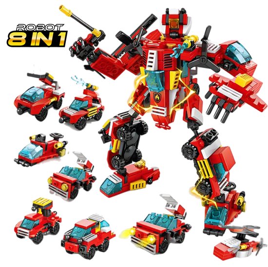 QuchiQ™ Robot speelgoed - Robots - Bouwsets - speelgoed - Speelgoed auto - Politie - Brandweerauto - Bouwpakket - Speelfiguren sets - 356 bouwstenen cadeau geven