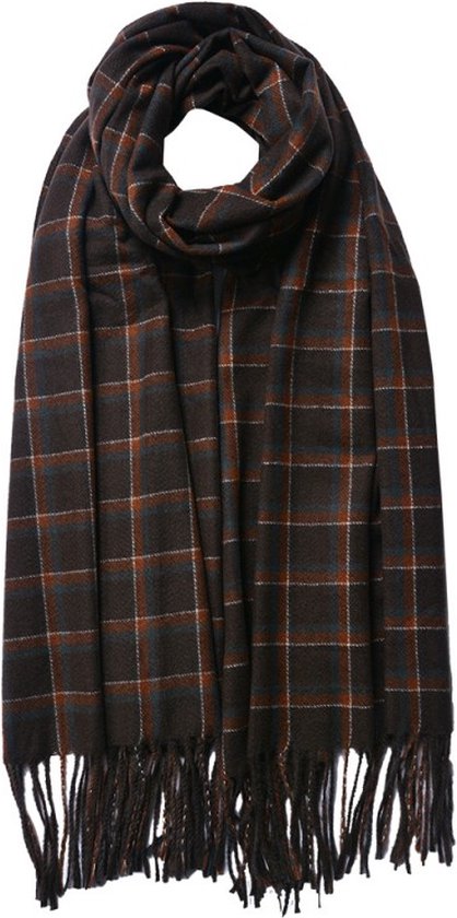 Écharpe d'hiver pour femme 70x180 cm Écharpe à carreaux marron