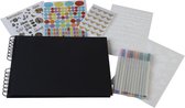 Scrapbook set - Fotoalbum, Kleurstiften, Stickers, Sjablonen, Voor volwassenen en kinderen - Plakboek album volwassenen met accessoires