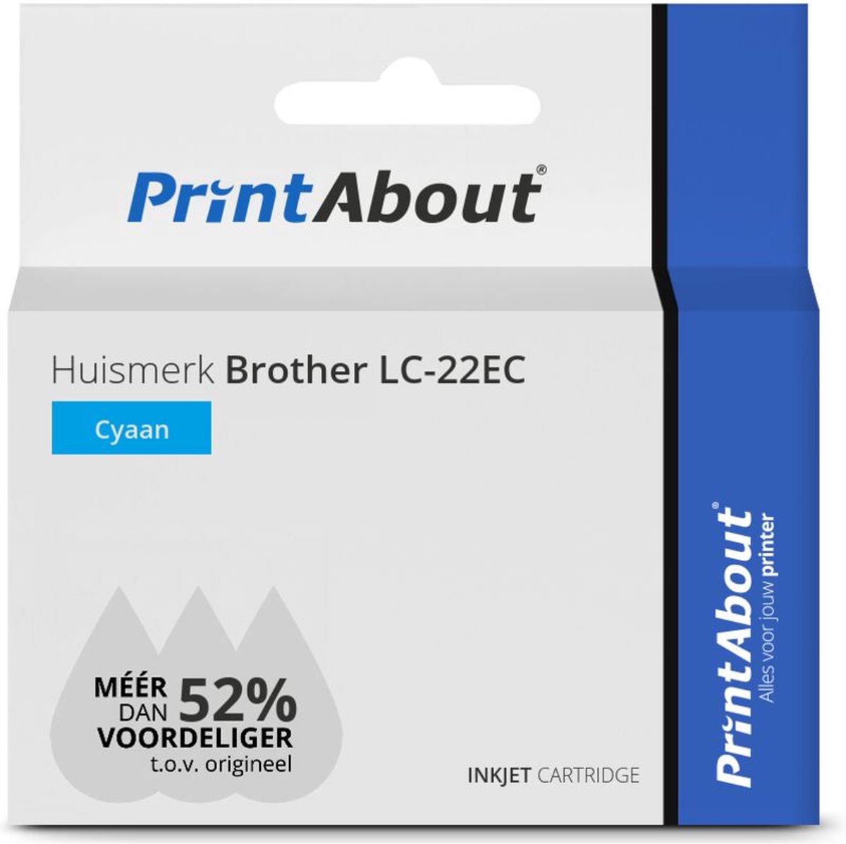 PrintAbout Huismerk Brother LC-22EC Inktcartridge Cyaan