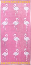 Strandlaken 90x180 cm badhanddoek strandlaken handdoek 100% katoen velours badstof onderhoudsvriendelijk (Flamingo Tropical)