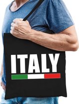 Katoenen Italie supporter tasje Italy zwart - 10 liter - Italiaanse supporter cadeautas