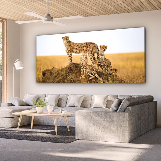 Toile - Cheetah - Herbe - Nature - Décoration murale - 160x80 cm - Peintures sur toile - Peinture sur toile