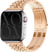 xoxo Wildhearts stalen bandje - Geschikt voor Apple Watch - Series 1/2/3/4/5/6/7/8/9/SE - Maat: 38 mm / 40 mm / 41 mm - Horlogeband - incl. horloge inkorter - Rosé Goud