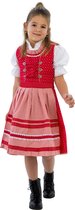 Dirndl jurkje rood-wit bloementjes kinderen - Maat 128