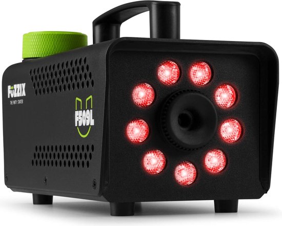 Fuzzix F509L Party Rookmachine met 9 ingebouwde RGB LEDs incl 2L Rookvloeistof - zwart - Fuzzix
