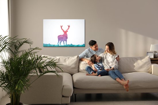 Painting King - Tableau sur toile Abstraction colorée avec cerf - 120 x 80 cm