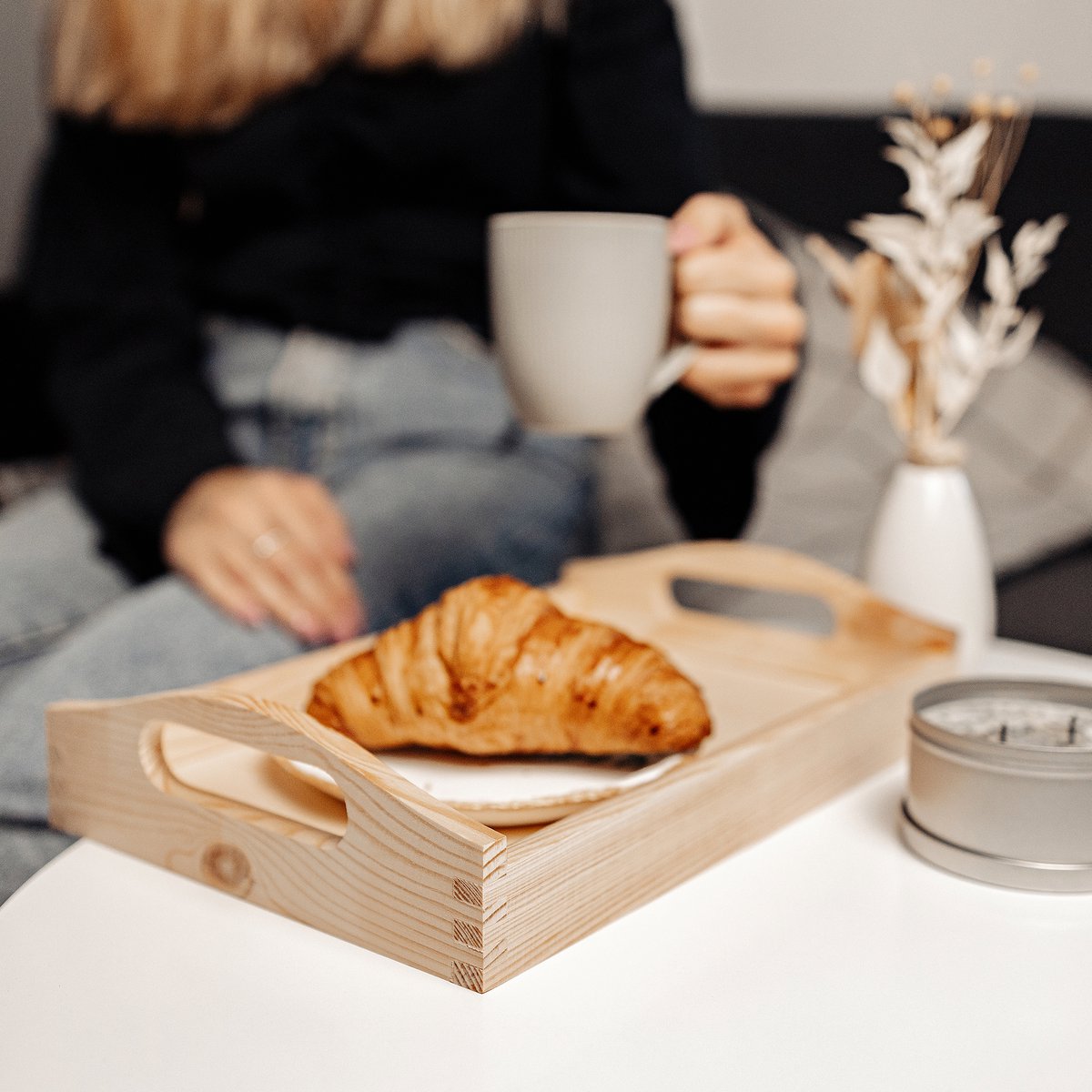 Creative Deco Kleine Houten Dienblad Thee Ontbijt | 30 x 20 x 6,3 cm | Handvatten — cadeau in Koken & Dineren - foto 4