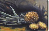 Schilderijkoning - Canvas Schilderij Geschilderde Ananas - 120 x 80 cm