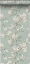ESTAhome behangpapier magnolia celadon groen - 139405 - 0.53 x 10.05 m