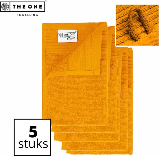 Serviettes d'invité The One Toweling Classic - Pack économique - Haute absorption d'humidité - 100 % coton doux - 30 x 50 cm - Jaune ocre - 5 Pièces