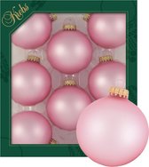 Boules de Noël Krebs - 8x pièces - rose chic - verre - 7 cm - mat