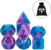 Lapi Toys - Dungeons and Dragons dobbelstenen - DnD - D&D - Polydice - Glow in the dark - 1 set (7 stuks) - Acryl - Paars